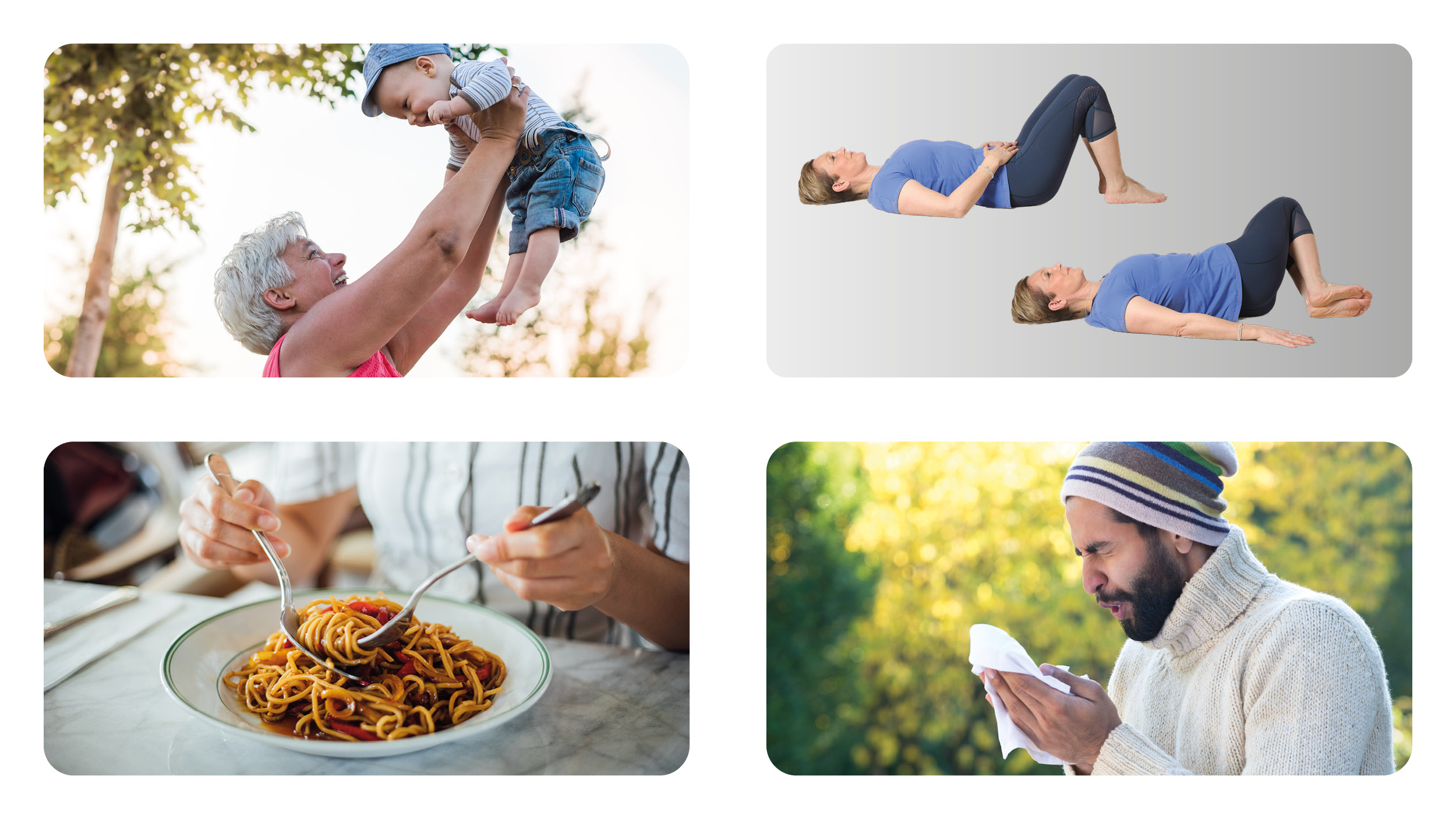 un collage di persone che mangiano cibo